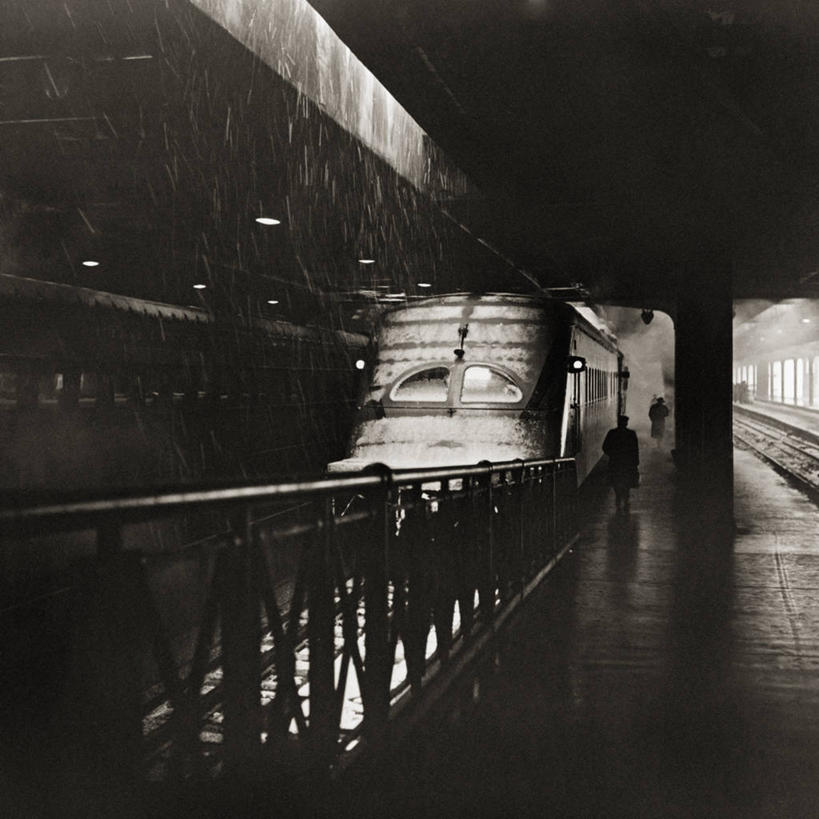 火车站,方图,黑白,室内,白天,火车,车站,美国,下雪,站台,月台,运输,摄影,伊利诺斯州,芝加哥市,铁路车站,铁路站,联合车站