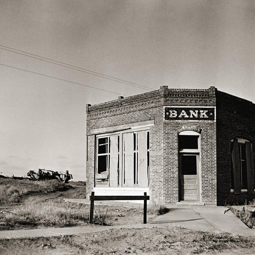 无人,银行,方图,黑白,室外,白天,留白,美国,废弃,摄影,建造,报废,废物,丢弃,放弃,抛弃,堪萨斯,摈弃,屏弃,摈斥,摒除,大萧条