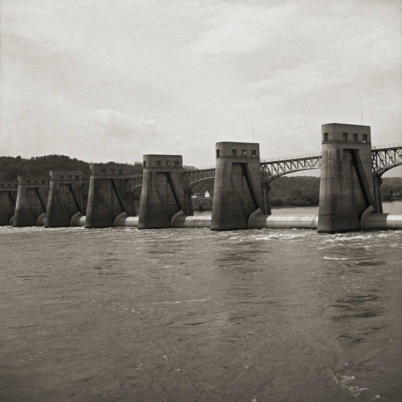 无人,方图,黑白,室外,白天,留白,美国,水坝,工业,摄影,俄亥俄州,水力发电,俄亥俄河