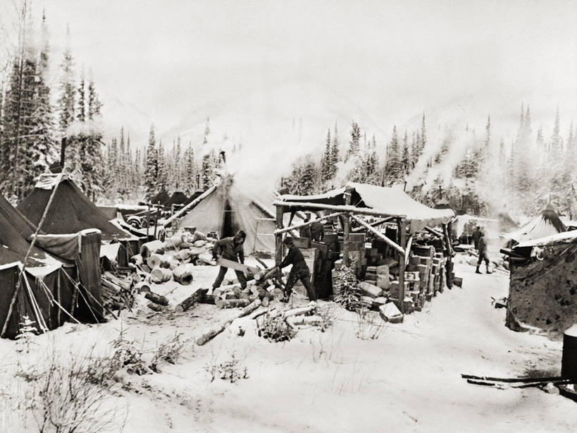 横图,黑白,室外,白天,留白,雪,加拿大,工作,帐篷,寒冷,摄影