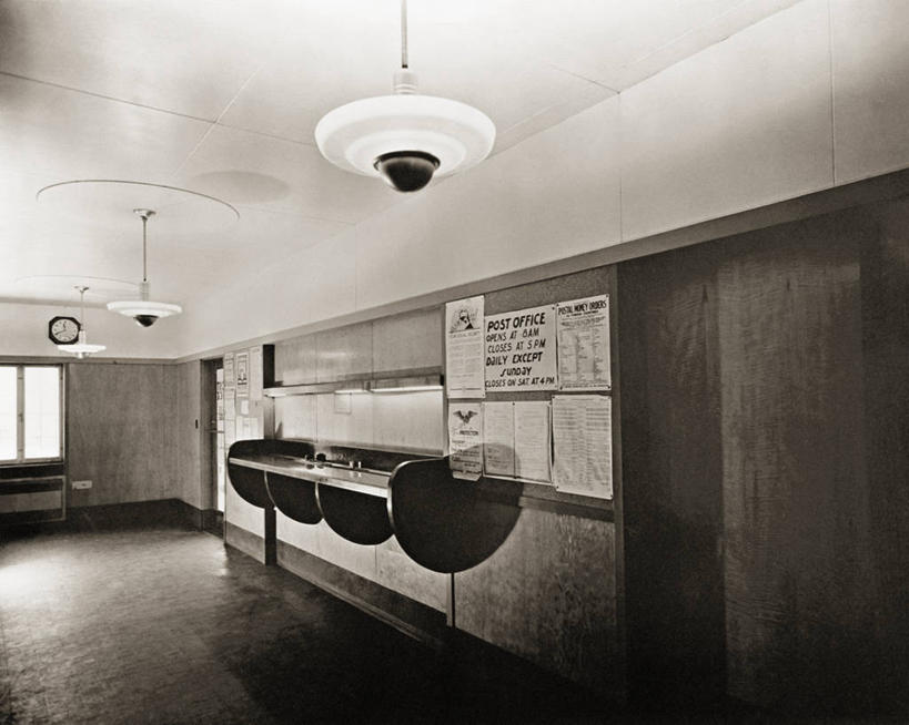 无人,邮局,横图,黑白,室内,白天,通讯,美国,摄影,政府,田纳西