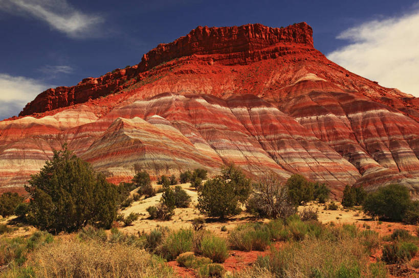 无人,横图,室外,白天,沙漠,条纹,红色,摄影,岩层,俄勒冈州,犹他,岩石,彩图