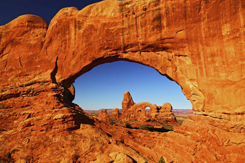 无人,横图,室外,白天,石头,沙漠,洞,红色,摄影,岩层,拱门国家公园,犹他,岩石,彩图