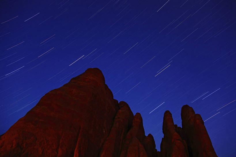 无人,横图,室外,夜晚,沙漠,星星,摄影,鳍,岩层,拱门国家公园,犹他,岩石,彩图