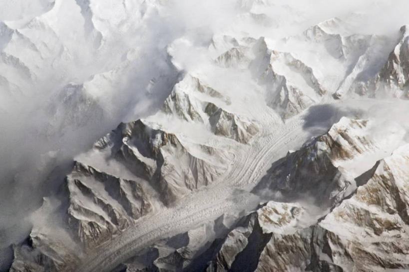 无人,横图,室外,白天,山,山脉,雪,哈萨克斯坦,吉尔吉斯斯坦,地球,寒冷,摄影,冰河,国际空间站,彩图,空间探索