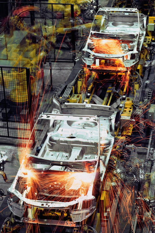 无人,竖图,俯视,室内,生产线,汽车,德国,火花,车,交通工具,工业,摄影,制造,机器人,载具,彩图,高角度拍摄,汽车厂