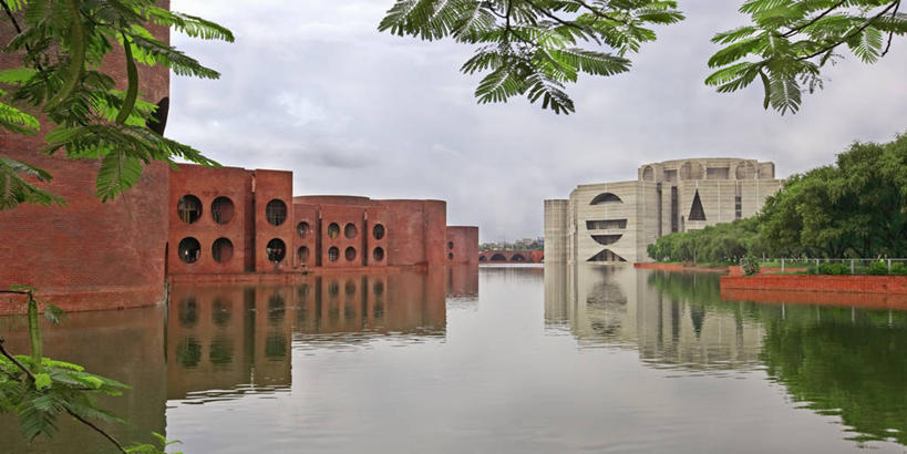 无人,设计师,横图,全景,室外,白天,湖,多云,建筑,孟加拉国,亚洲,首都,立方体,宏伟,红色,灰色,摄影,政府大楼,南亚,政府,议会大楼,孟加拉人民共和国,达卡,彩图,国会