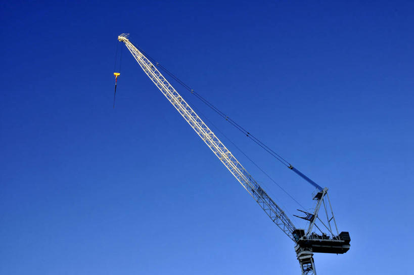 无人,横图,室外,白天,仰视,技术,建筑,设备,施工,一个,蓝色,蓝天,天空,建筑工地,天,机械,起重机,晴朗,工程,万里无云,地盘,建筑地盘,施工地盘,晴空,晴空万里,彩图,低角度拍摄,工地