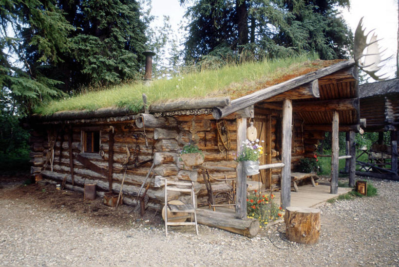 无人,家,横图,室外,白天,正面,旅游,度假,美景,植物,美国,房屋,屋子,景观,娱乐,楼房,住宅,树,树木,蓝色,绿色,蓝天,天空,自然,天,享受,休闲,景色,放松,生长,晴朗,成长,北美,北美洲,自然风光,美洲,阿拉斯加,阿拉斯加州,万里无云,北亚美利加洲,亚美利加洲,最后的边疆,午夜阳光之地,费尔班克斯,费尔班,晴空,晴空万里,彩图,房子