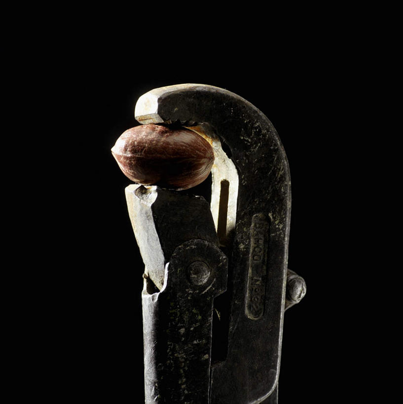 无人,竖图,室内,特写,白天,正面,阴影,黑色背景,光线,工具,钳子,影子,核桃,坚果,果实,一颗,一个,干果,摄影,影棚,单个,五金,胡桃,核桃钳,胡桃钳,羌桃,彩图,影棚拍摄,拍摄