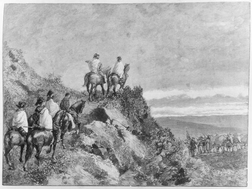 横图,黑白,室外,白天,马,意大利,骑马,小路,许多人,历史,一群人,家畜,摄影,意大利文化,岩石,旅行