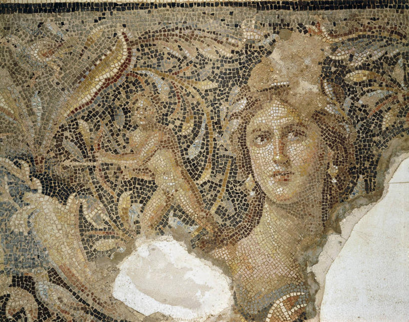 儿童,成年人,裸体,两个人,横图,室内,以色列,花纹,弓箭,图案,历史,破坏,古罗马,破损,古代,摄影,宗教,部分,损坏,爱神,丘比特,希腊神话,古代文明,男孩,女人,彩图,过去