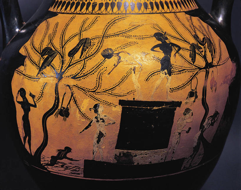 游泳,无人,横图,特写,陶瓷制品,树,古代,陶器,摄影,古代文明,美术工艺,彩图,影棚拍摄,双耳罐,过去