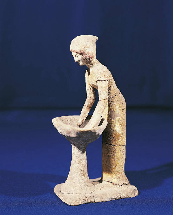 无人,站,竖图,侧面,雕塑,蓝色背景,艺术,雕像,历史,古代,一个,揉,摄影,单个,粘土,手艺,古代文明,美术工艺,彩图,影棚拍摄,过去