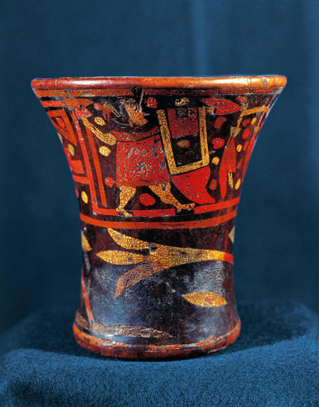 无人,竖图,花瓶,玻利维亚,蓝色背景,木制,历史,古代,一个,摄影,单个,美术工艺,彩图,影棚拍摄,拉美文明,过去