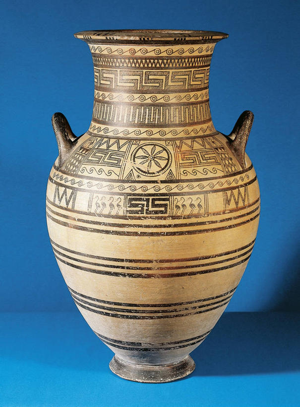 无人,竖图,特写,蓝色背景,条纹,陶瓷制品,水壶,古代,一个,陶器,摄影,单个,古希腊,式样,美术工艺,几何形状,彩图,影棚拍摄,双耳罐