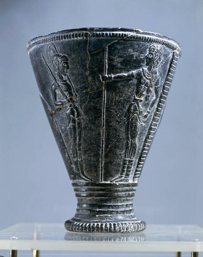 无人,竖图,花瓶,士兵,蓝色背景,一个,摄影,单个,简单,矛,皂石,古代文明,美术工艺,彩图,影棚拍摄