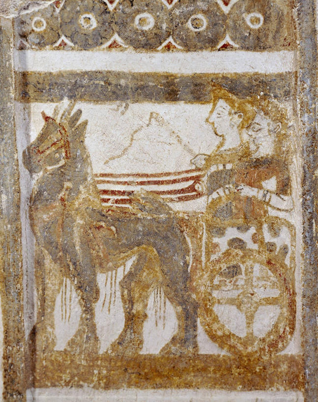 无人,坐,竖图,侧面,马,推车,马车,运输,摄影,女神,石棺,古代文明,美术工艺,彩图,全画面,全框架,全帧,全画幅