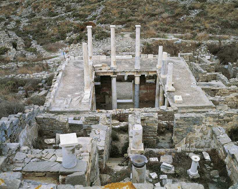 无人,横图,俯视,室外,白天,建筑,希腊,柱子,历史,废墟,地标建筑,摄影,考古学,基克拉迪群岛,希腊文化,古希腊,古代文明,彩图,高角度拍摄,过去,爱马仕