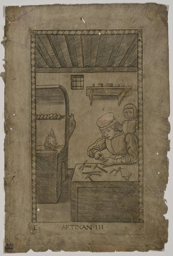 成年人,两个人,站,坐,竖图,插画,室内,白天,正面,数码,科技,窗户,火,帽子,阴影,网络,锤子,火焰,文字,高光,几何,计算机图形,燃烧,合成,图画,拿着,架子,画,工人,职业,摄影,英文字母,电脑合成图,数码合成图,合成图,塔罗牌,漫画,意大利文化,写实,具体,具象,工匠,美术工艺,员工,半身,彩图,匠人,劳动者,体力工