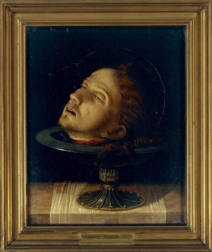 头,无人,竖图,侧面,绘画,光晕,桌子,纺织品,油画,艺术,木制,古典,文艺复兴,文化,盘子,工艺品,品味,人体,摄影,美术,死亡,高雅,基督教,痛苦,手艺,祭品,美学,美术工艺,头部,彩图,影棚拍摄,殉道者