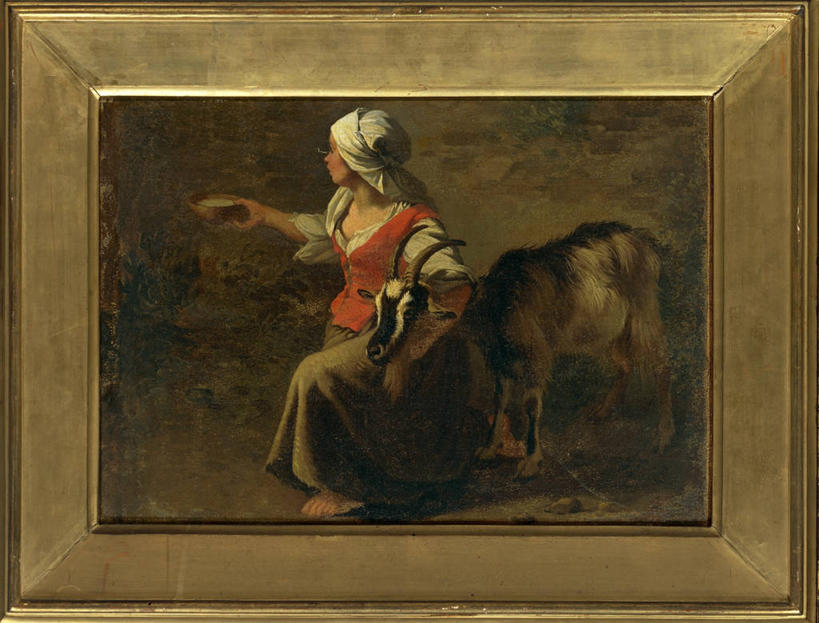 牛奶,成年人,一个人,横图,插画,室外,白天,农业,数码,科技,野生动物,羊,相框,仅一个年轻女性,仅一个女性,仅一个人,阴影,网络,头巾,头饰,高光,几何,计算机图形,合成,图画,拿着,休闲装,饮食,画,饮料,动物,发饰,碗,赤脚,放松,可爱,摄影,牲畜,活泼,电脑合成图,数码合成图,合成图,清新,漫画,18世纪,写实,具体,具象,年轻女性,女人,女性,年轻人,山羊,跪着,拥抱,彩图,传统服装,布面油画