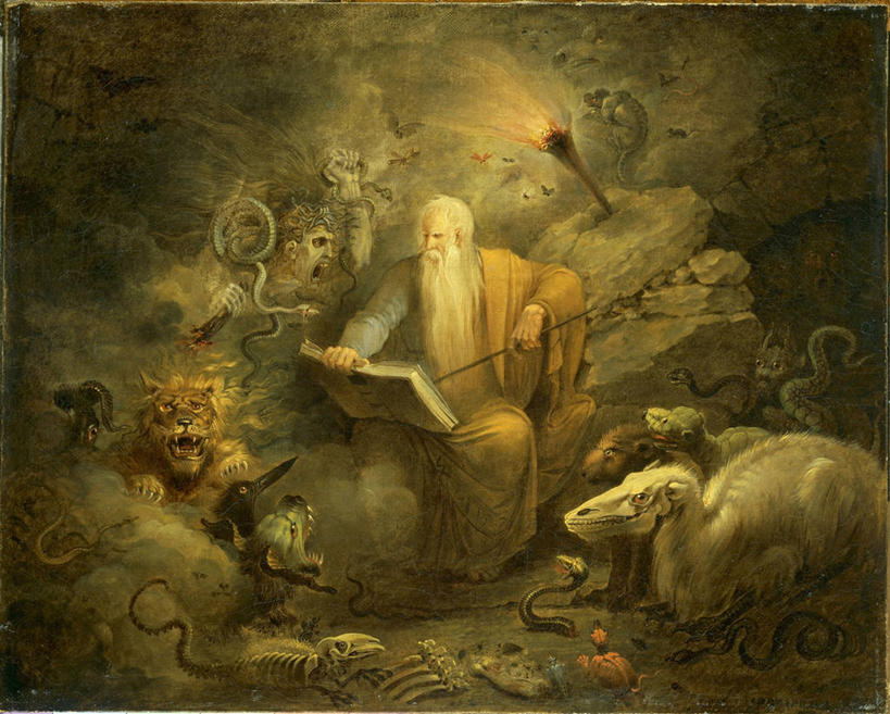 成年人,老年人,胡须,头发,一个人,坐,横图,插画,室外,白天,旅游,度假,绘画,智慧,数码,科技,美景,哺乳动物,野生动物,狮子,油画,仅一个男性,仅一个人,一群,许多,对抗,阴影,艺术,冲突,网络,鸟类,蛇,火焰,景观,骨头,很多,高光,几何,计算机图形,古典,合成,图画,拿着,文化,娱乐,画,自然,动物,工艺品,品味,仅一个老年男性,享受,休闲,景色,放松,摄影,美术,死亡,电脑合成图,数码合成图,高雅,合成图,自然风光,漫画,18世纪,写实,具体,具象,美学,邪恶,勇气,超自然,美术工艺,蛇发女妖,危险,老年男性,男人,男性,胡子,络腮胡,书,岩石,彩图,男巫,过去