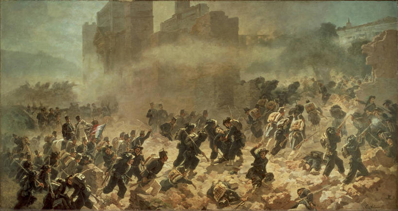 成年人,横图,室外,白天,意大利,士兵,许多人,历史,一群人,摄影,灰尘,剪影,战役,男人,彩图,混沌