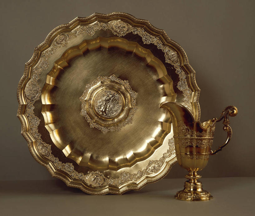 无人,横图,特写,米色背景,黄金,水壶,两个,财富,摄影,华贵,18世纪,美术工艺,彩图,影棚拍摄