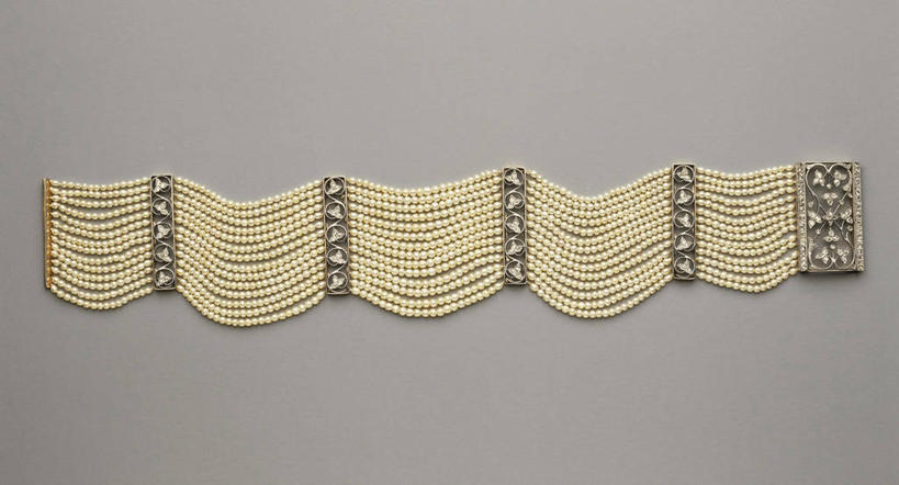 无人,横图,全景,珠宝,灰色背景,艺术,珍珠,钻石,一个,摄影,单个,华贵,法国文化,彩图,影棚拍摄,宠物项圈