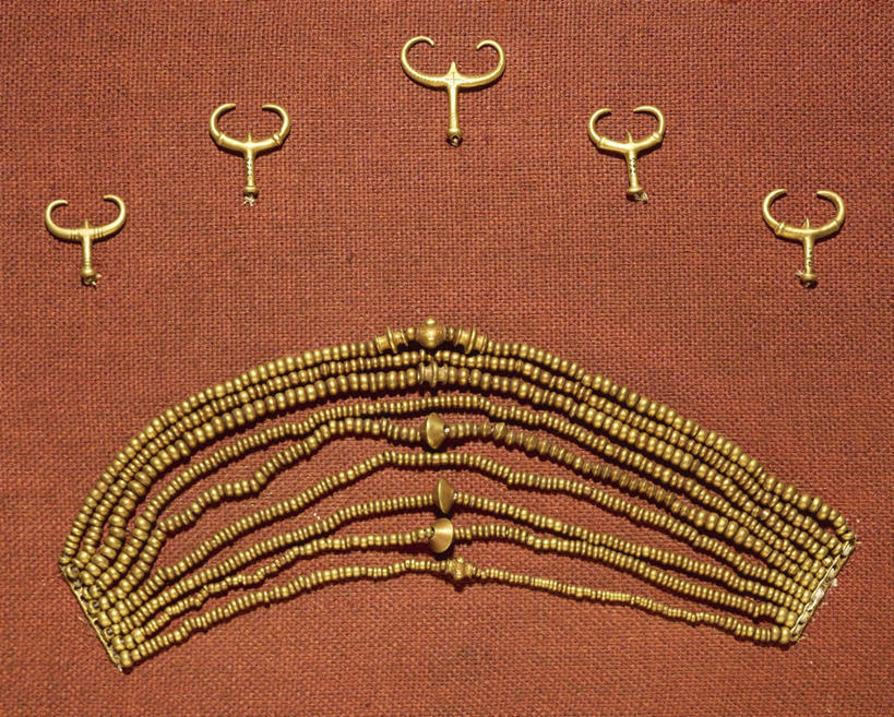 无人,横图,静物,项链,珠宝,橙色背景,摄影,古代文明,美术工艺,彩图,影棚拍摄