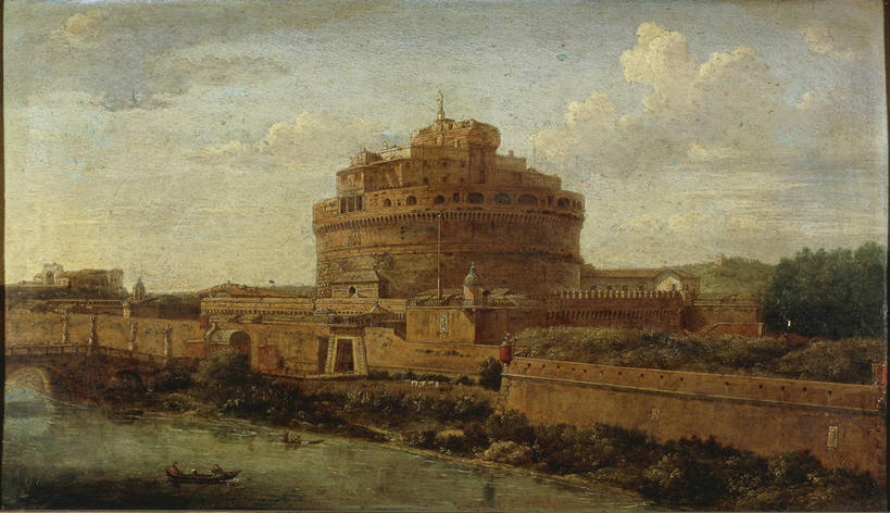 划艇,横图,室外,白天,河流,相框,油画,意大利,艺术,城堡,河岸,首都,历史,城墙,摄影,18世纪,美术工艺,彩图