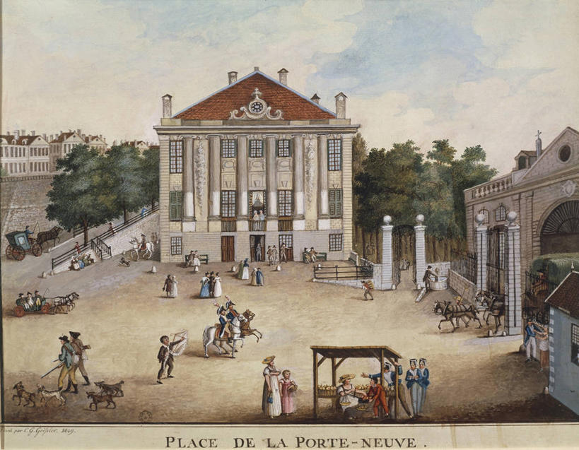 横图,室外,白天,绘画,建筑,瑞士,艺术,柱子,古典,文化,树,工艺品,品味,摄影,美术,水彩画,高雅,美学,日内瓦,彩图