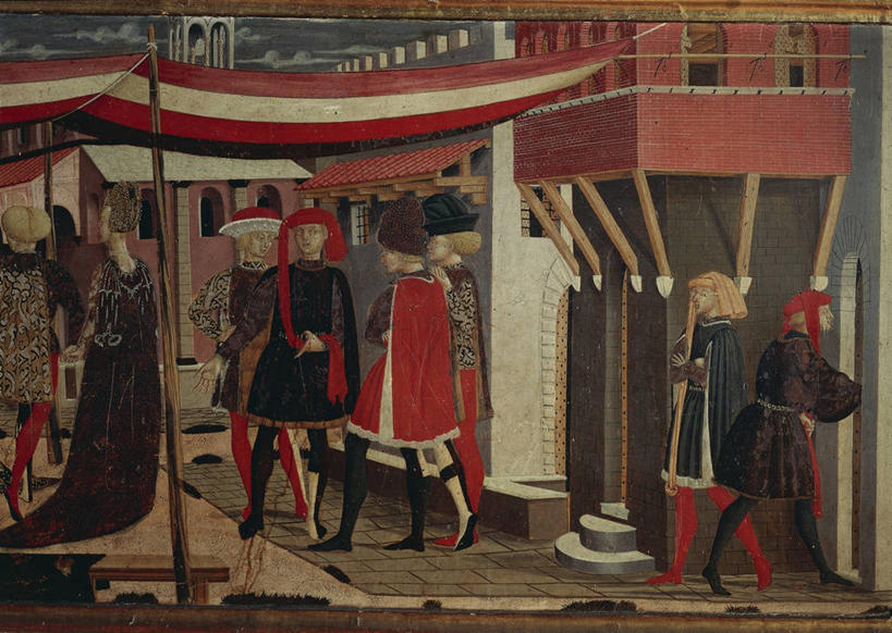 成年人,横图,插画,室外,白天,时尚,数码,科技,建筑,街道,阴影,正装,网络,头饰,球场,高光,几何,计算机图形,文艺复兴,合成,图画,画,摄影,电脑合成图,数码合成图,合成图,漫画,意大利文化,皇室,写实,具体,具象,男人,女人,步行,彩图,传统服装,上层阶级,蛋彩画