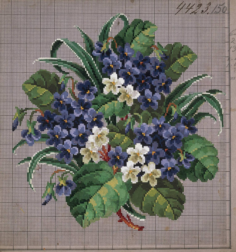 无人,竖图,紫罗兰,纺织品,刺绣,花纹,装饰,紫色,花束,摄影,式样,美术工艺,彩图,影棚拍摄,传统文化