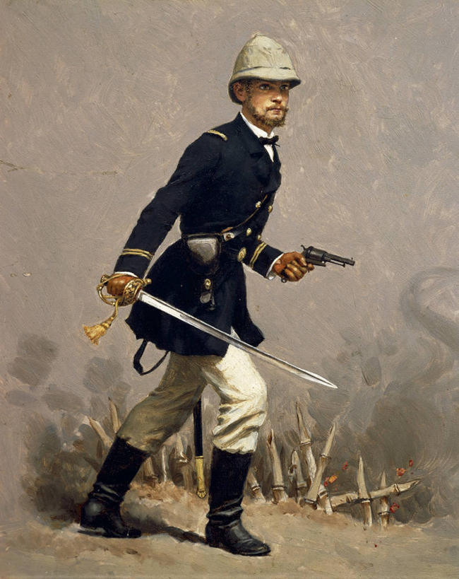 成年人,一个人,竖图,室外,白天,绘画,仅一个男性,士兵,艺术,军事,古典,拿着,历史,文化,工艺品,品味,武器,战争,摄影,手枪,美术,高雅,肖像,美学,彩图,军官,马刀