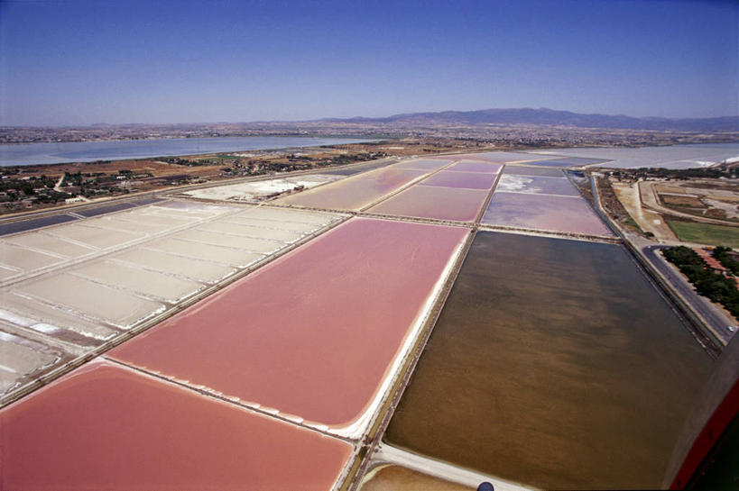 无人,横图,俯视,航拍,室外,白天,意大利,地平线,海岸线,工业,摄影,地中海,鸟瞰,盐湖,卡利亚里,撒丁岛,彩图,高角度拍摄,旅行