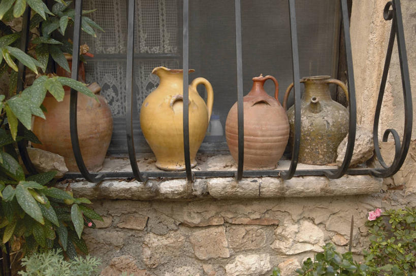 无人,横图,室外,白天,窗户,静物,叶子,法国,欧洲,金属,墙,四个,摄影,普罗旺斯,地中海文化,彩图,格柵