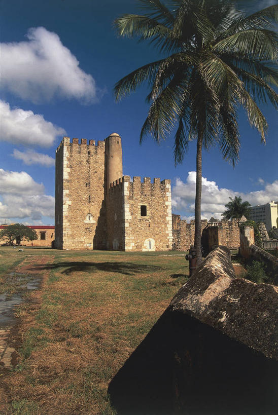 无人,竖图,室外,白天,建筑,棕榈树,古巴,加勒比海,多米尼加,云,联合国,首都,历史,树,天空,地标建筑,大西洋,摄影,北美,北美洲,西印度群岛,拉丁美洲,美洲,圣多明戈,圣多明各,北亚美利加洲,亚美利加洲,多米尼加共和国,圣多明哥,安的列斯群岛,伊斯帕尼奥拉岛,彩图,旅行,联合国教科文组织,国家特区,多京,过去