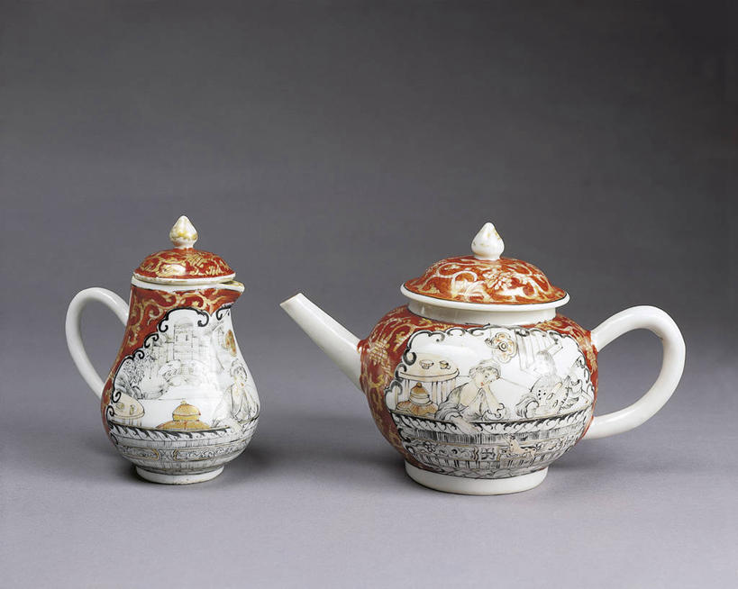 无人,横图,室内,餐具,瓷器,咖啡壶,陶瓷制品,古典,饮食,两个,红色,茶壶,陶器,摄影,18世纪,美术工艺,彩图,影棚拍摄