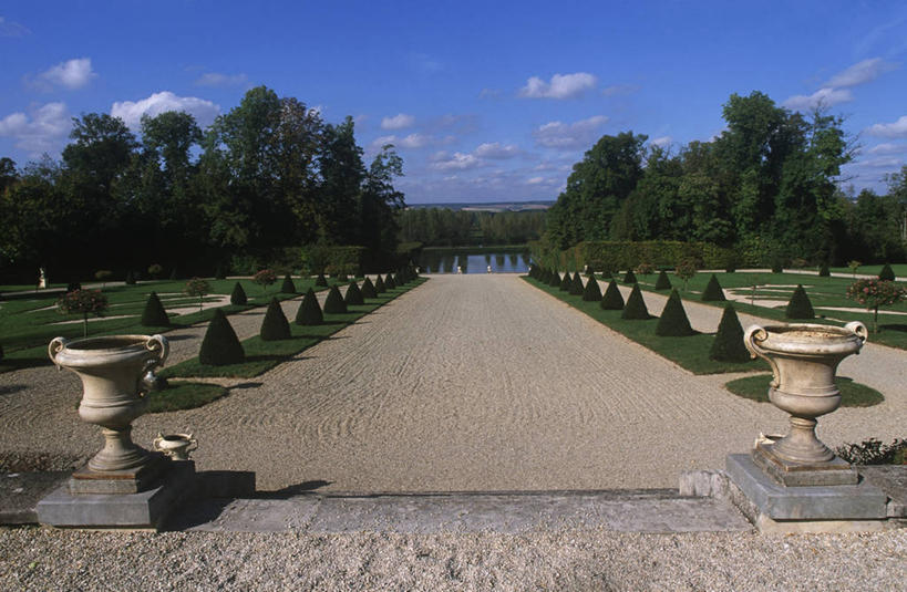 无人,横图,室外,白天,消失点,法国,一排,整齐,城堡,树,排列,摄影,园林,国家公园,队列,透视图,中欧,彩图