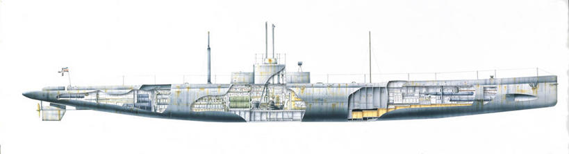 无人,横图,全景,白色背景,侧面,船,德国,军事,历史,白色,运输,摄影,海军,横截面,潜水艇,中欧,彩图