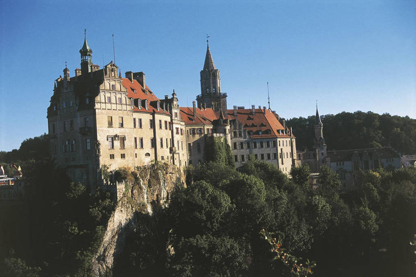 无人,横图,室外,白天,安全,山,建筑,德国,欧洲,城堡,历史,锡格马林根城堡,天空,摄影,西欧,中欧,万里无云,德意志联邦共和国,巴登.符腾堡,巴登.符腾堡州,巴符州,锡格马林根县,蒂宾根,自然地理,彩图,旅行,蒂宾根行政区