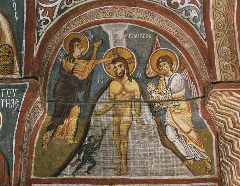 无人,横图,室外,河流,欧洲,土耳其,亚洲,联合国,祝福,壁画,摄影,宗教,伊斯兰教,仪式,基督,基督教,天主教,作画,西亚,耶稣,典礼,卡帕多西亚,救世主,基利斯督,弥赛亚,默西亚,安纳托利亚,小亚细亚,卡帕多奇亚,彩图,格雷梅,土耳其共和国,联合国教科文组织,帝国,约旦河,安那托利亚,小亚细亚半岛