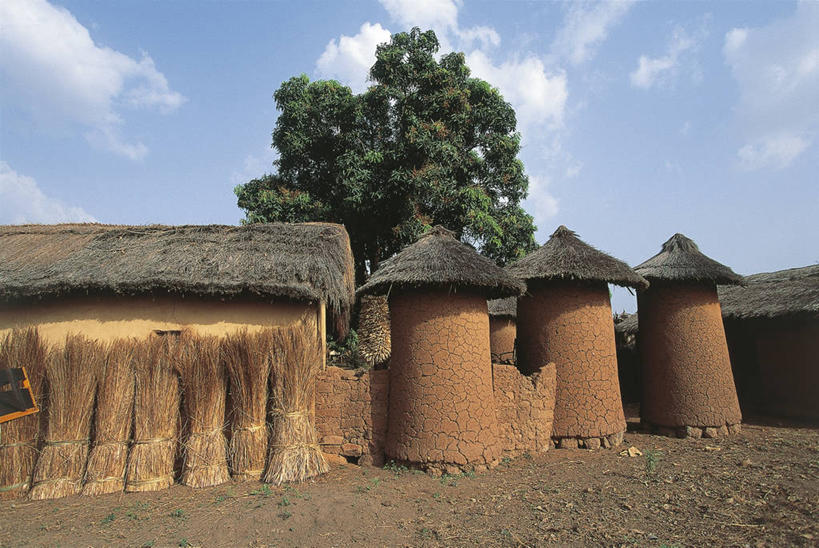 无人,横图,建筑,非洲,树,摄影,谷仓,圆柱体,三维图形,象牙海岸,自然地理,彩图,传统文化