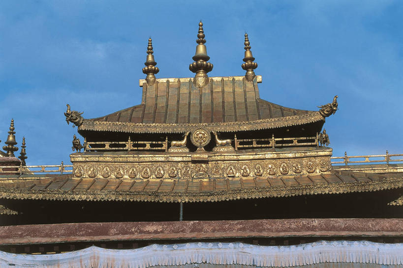 太阳穴,无人,横图,建筑,中国,亚洲,屋顶,联合国,首都,拉萨,摄影,宗教,佛教,中国文化,将军,西藏自治区,日喀则,大昭寺,自然地理,彩图,联合国教科文组织