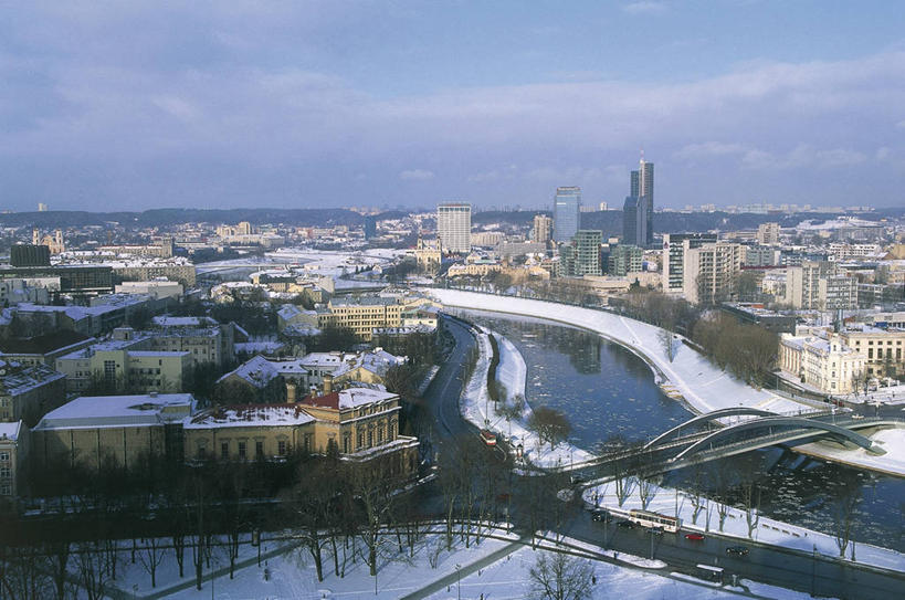 无人,横图,全景,俯视,室外,白天,雪,欧洲,冬天,首都,摄影,将军,立陶宛共和国,维尔纽斯,自然地理,彩图,高角度拍摄,波罗的海三国