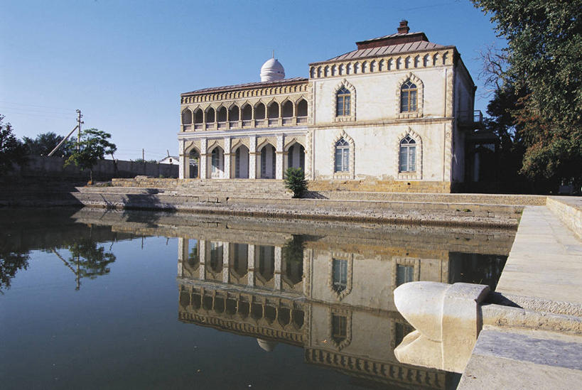 无人,横图,水,建筑,乌兹别克斯坦,亚洲,反射,联合国,树,摄影,中亚,将军,自然地理,彩图,联合国教科文组织