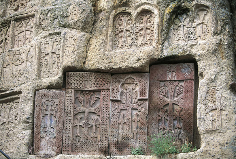 无人,横图,室外,白天,亚美尼亚,形状,十字架,地标建筑,摄影,宗教,块状,复杂,基督教,岩石,彩图,外高加索