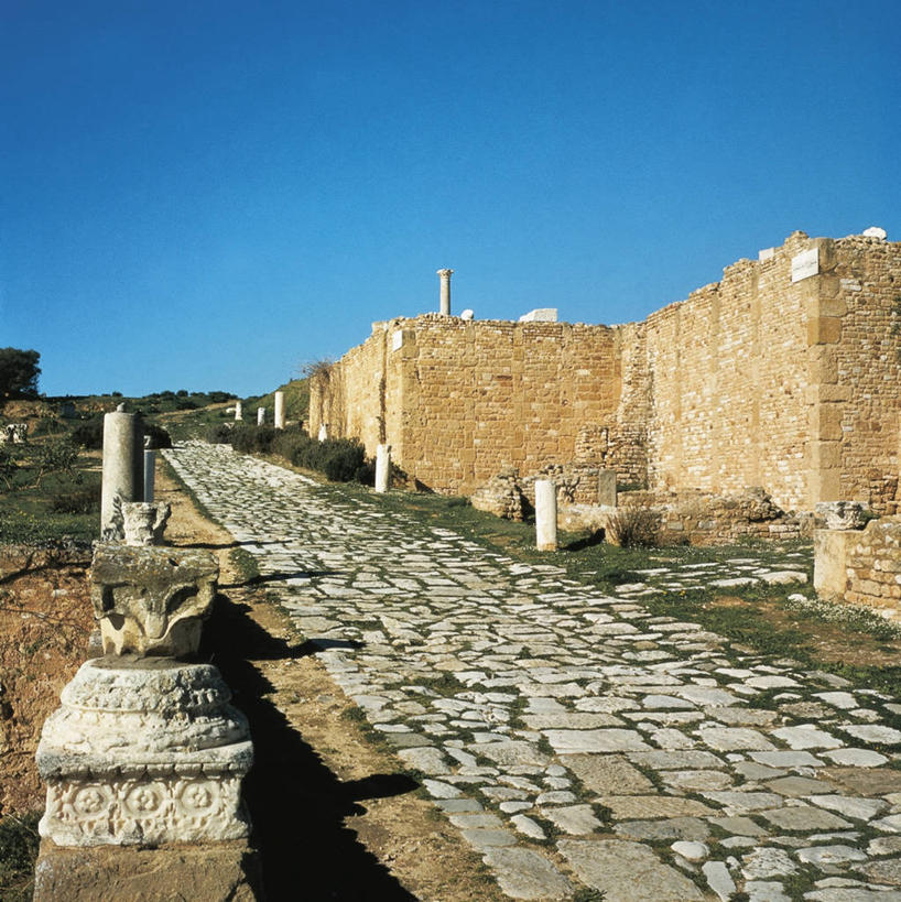 无人,方图,室外,白天,城市,建筑,街道,非洲,突尼斯,人行道,首都,石墙,废墟,地标建筑,摄影,北非,万里无云,阿非利加洲,突尼斯共和国,迦太基,古代文明,彩图
